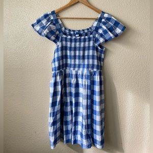 Old navy blue and white gingham dress large